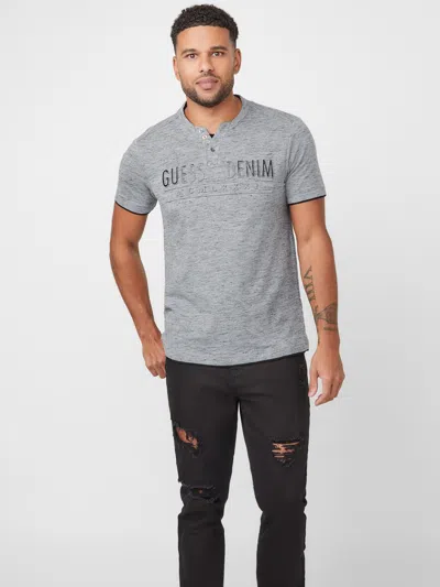 Guess Factory Edgar Marled Henley Tee In Grey