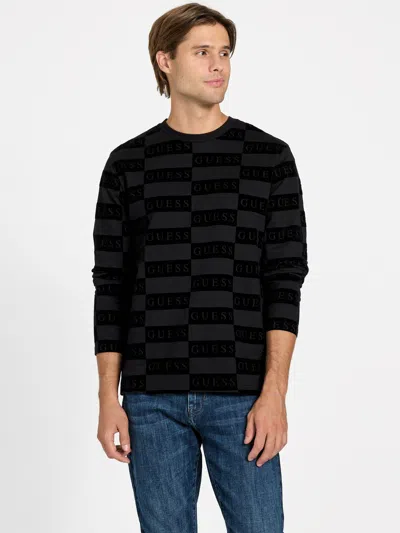 Guess Factory Eith Logo Long-sleeve Tee In Black