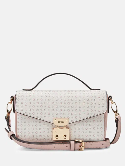 Guess Factory Elaina Micro Print Crossbody In Pink