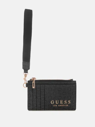 Guess Factory Eldoria Enlarged Logo Card Case Wristlet In Gray