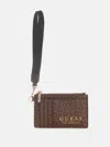 Guess Factory Eldoria Enlarged Logo Card Case Wristlet In Pink