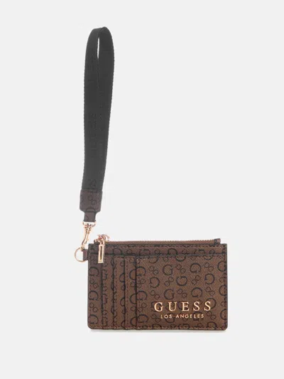 Guess Factory Eldoria Enlarged Logo Card Case Wristlet In Pink