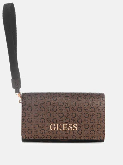 Guess Factory Eldoria Enlarged Logo Phone Organizer In Pink