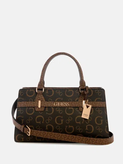 Guess Factory Eldoria Enlarged Logo Satchel In Pink