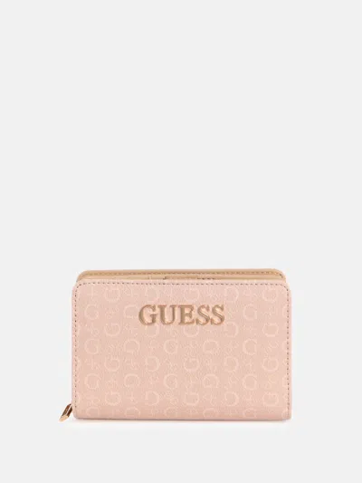 Guess Factory Eldoria Logo French Wallet In Pink