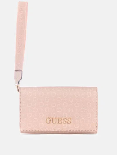 Guess Factory Eldoria Logo Phone Organizer In Pink