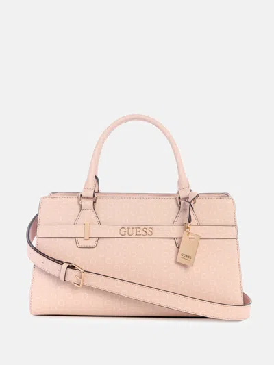 Guess Factory Eldoria Logo Satchel In Pink