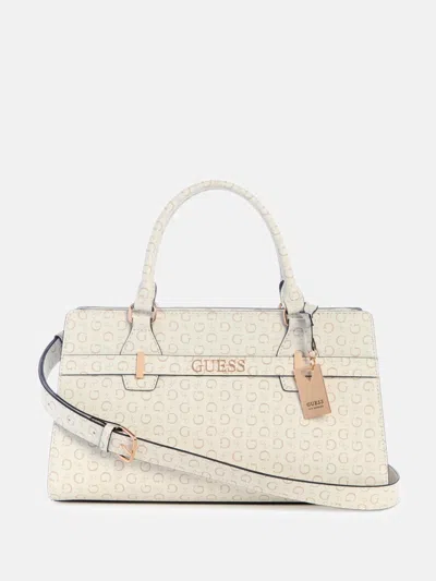 Guess Factory Eldoria Logo Satchel In White