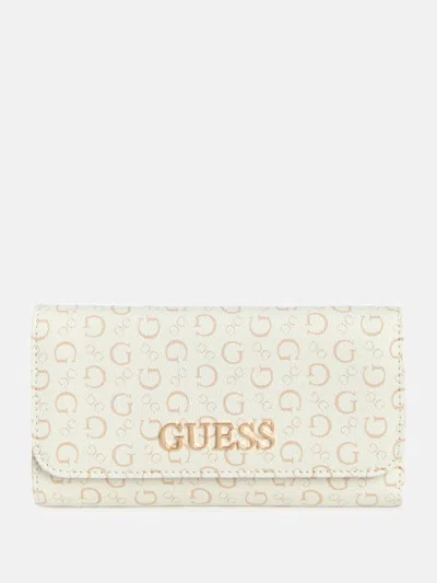 Guess Factory Eldoria Logo Slim Clutch Wallet In White
