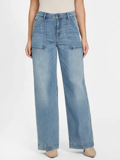 Guess Factory Eleanna High-rise Wide Carpenter Jeans In Blue