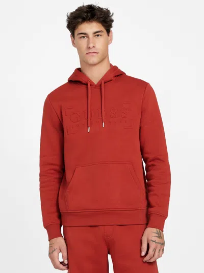 Guess Factory Elio Embossed Hoodie In Red