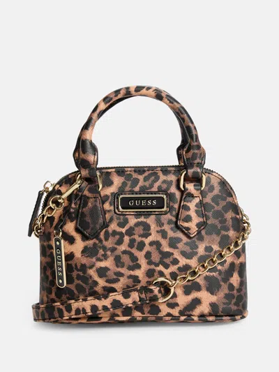 Guess Factory Elise Dome Satchel In Brown