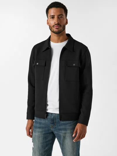 Guess Factory Eliseo Full-zip Shirt In Black