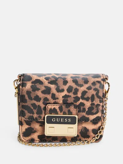 Guess Factory Elssie Card Case Crossbody In Sand