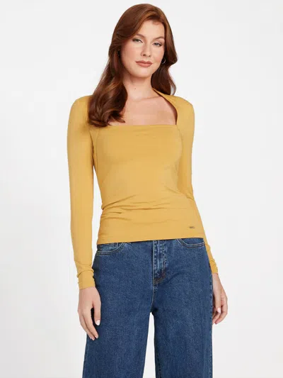 Guess Factory Emmy Square-neck Top In Yellow