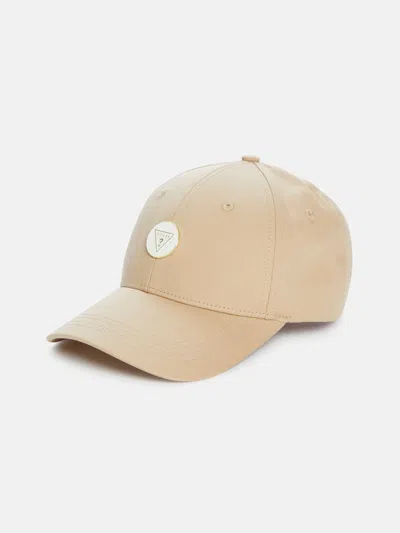 Guess Factory Enamel Baseball Hat In Beige