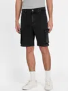 Guess Factory Eco Kyler Logo-tape Denim Shorts In Black