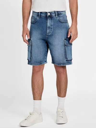 Guess Factory Erik Denim Cargo Shorts In Multi