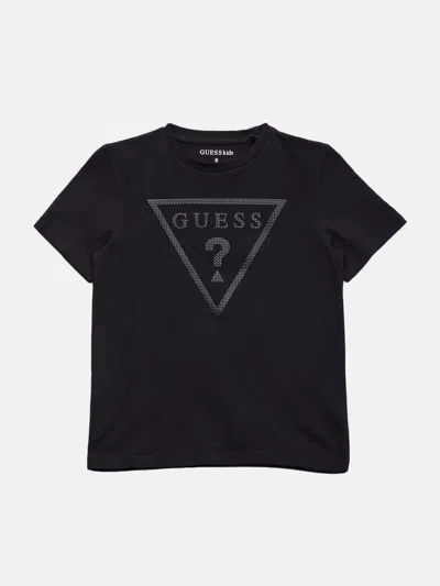 Guess Factory Kids' Erikk Logo Crewneck Tee (7-16) In Black