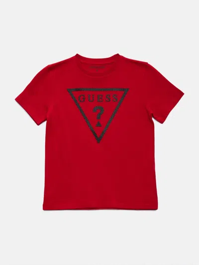Guess Factory Kids' Erikk Logo Crewneck Tee (7-16) In Red