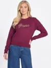 Guess Factory Erin Beaded Logo Sweater In Red