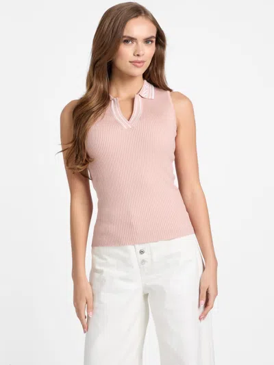 Guess Factory Esther Sweater Logo Tank In Pink