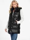 Guess Factory Eveleen Faux-leather Longline Vest In Black