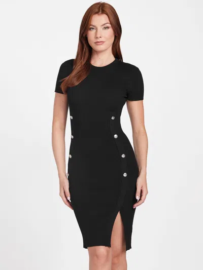 Guess Factory Evelyn Button Sweater Dress In Black