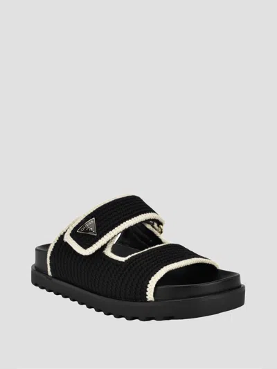 Guess Factory Fadenna Two-strap Crochet Sandals In Black