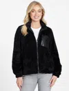 Guess Factory Fatima Teddy Zip Sweatshirt In Black