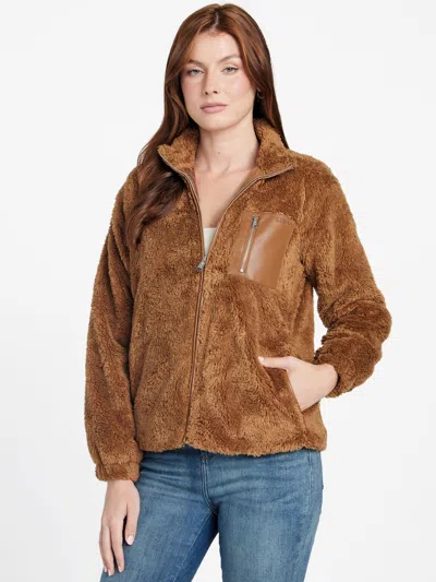 Guess Factory Fatima Teddy Zip Sweatshirt In Multi