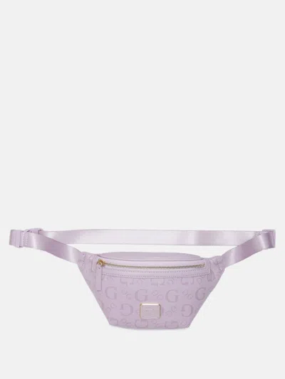 Guess Factory Faux-leather Logo Fanny Pack In Purple