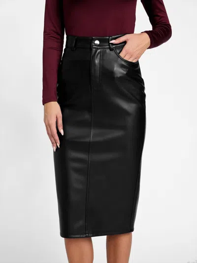 Guess Factory Faux-leather Midi Skirt In Black