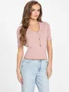 Guess Factory Fina Polo Sweater Top In Pink