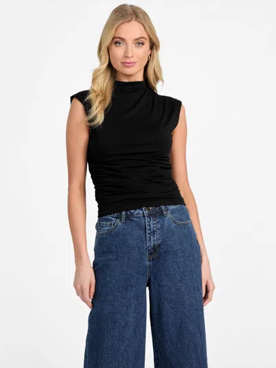 Guess Factory Fiona Ruched Top In Black
