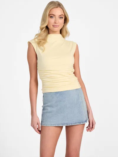 Guess Factory Fiona Ruched Top In Yellow