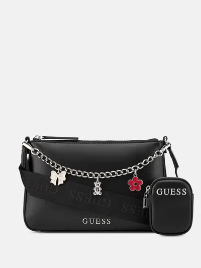 Guess Factory Fiora Charm Mini Bag In Black