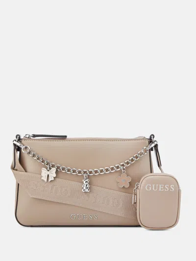 Guess Factory Fiora Charm Mini Bag In Gray