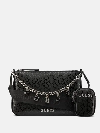 Guess Factory Fiora G-shine Charm Mini Bag In Black