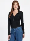 Guess Factory Flena Ruched Top In Black