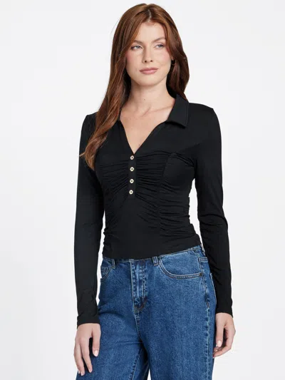 Guess Factory Flena Ruched Top In Black