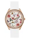 Guess Factory Floral And Rhinestone Analog Watch In Multi