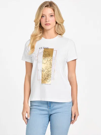 Guess Factory Floriana Flower Tee In White