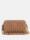 Guess Factory Fluer Mini Double-zip Crossbody In Brown