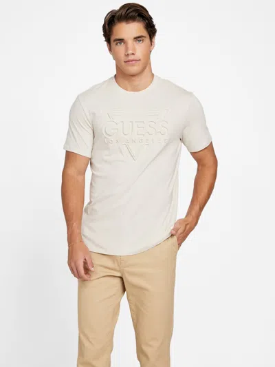 Guess Factory Flynt Embossed Logo Tee In Beige