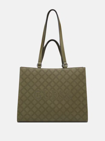 Guess Factory Forber Perforated Logo Carryall In Green