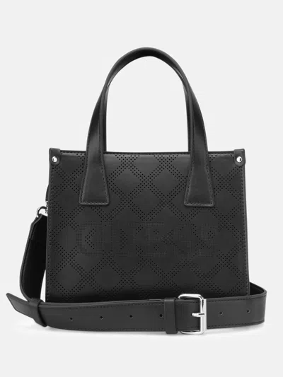 Guess Factory Forber Perforated Logo Mini Tote In Black
