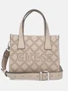 Guess Factory Forber Perforated Logo Mini Tote In Gray