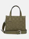 Guess Factory Forber Perforated Logo Mini Tote In Green
