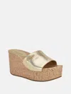Guess Factory Fours Metallic Cork Wedge Mules
